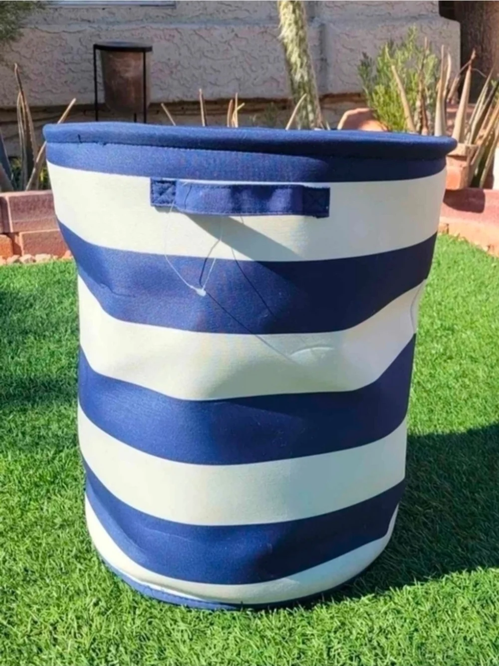 Navy & White Striped Collapsible Storage Bin - Home Storage & Organization